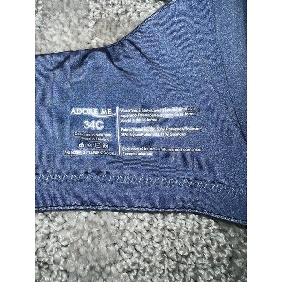 Adore Me Bra 34C Wirefree No Wire Wireless Comfort Strappy Pull Over Blue - Picture 4 of 6